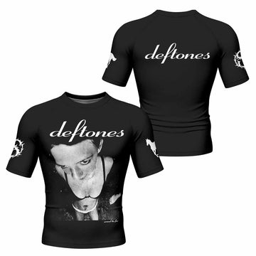 Deftones Around the Fur Men's Rash Guard Short Sleeve - front and back view