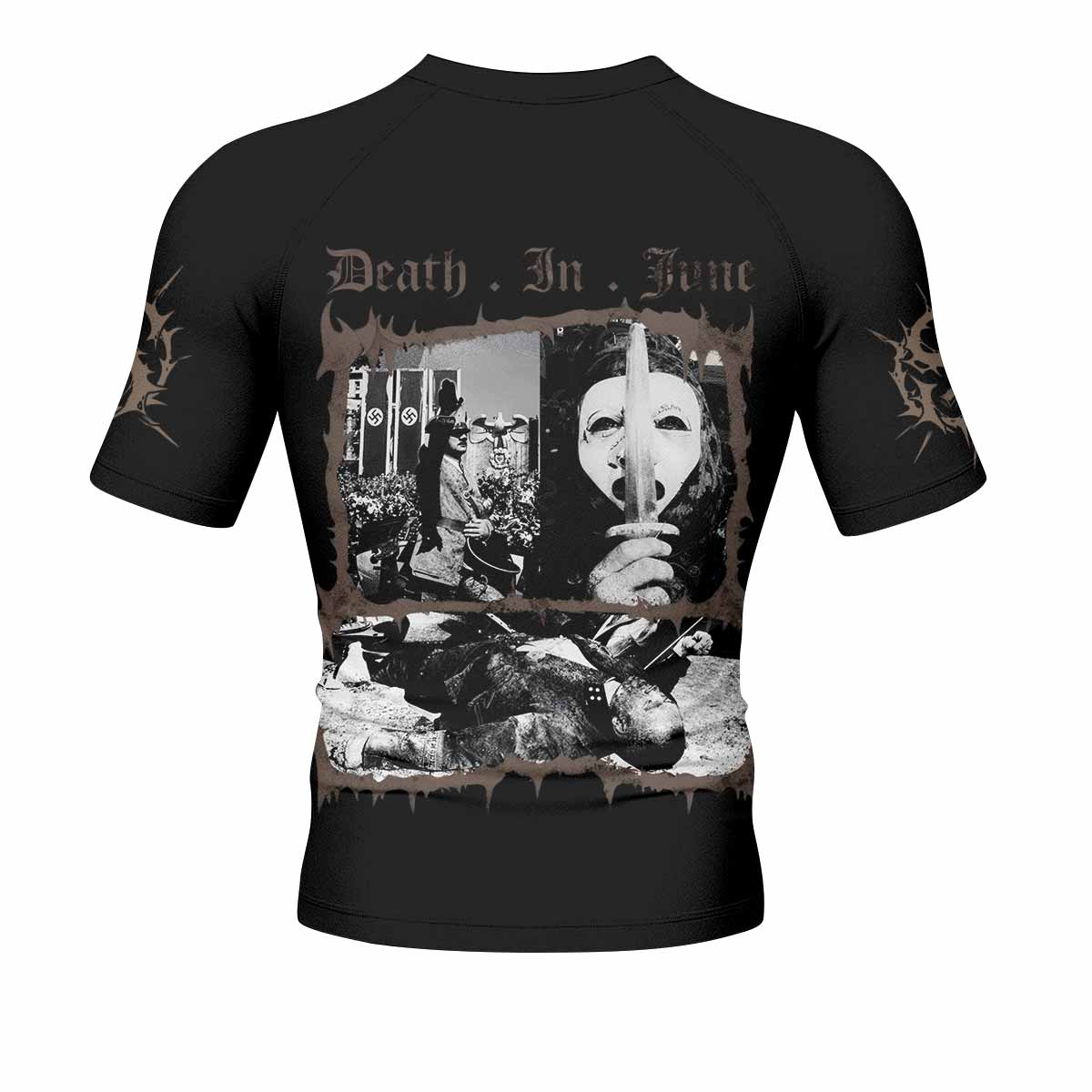 Death in June Ritual Raven Men's Rash Guard Short Sleeve - back view mockup