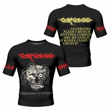 Carcass Symphonies of Sickness Men's Rash Guard Short Sleeve - front and back view