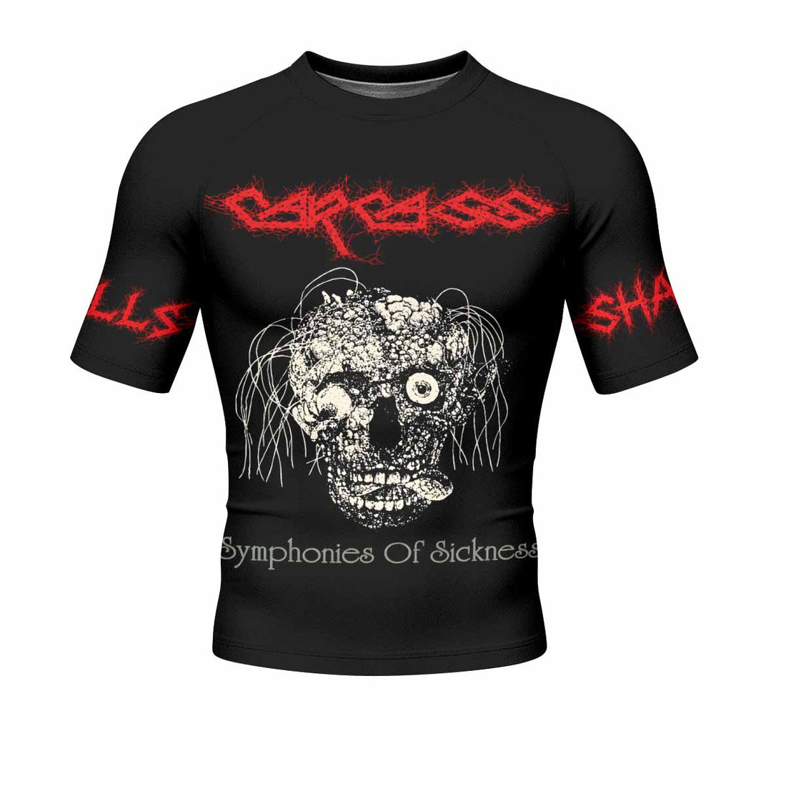 Carcass Symphonies of Sickness Men's Rash Guard Short Sleeve - front and back view