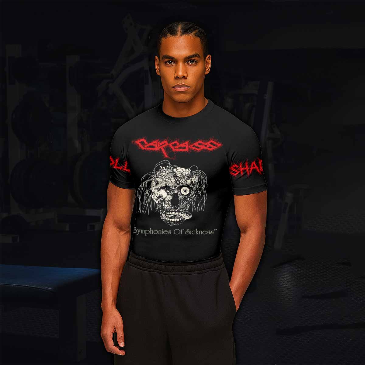 Carcass Symphonies of Sickness Men's Rash Guard Short Sleeve - lifestyle view