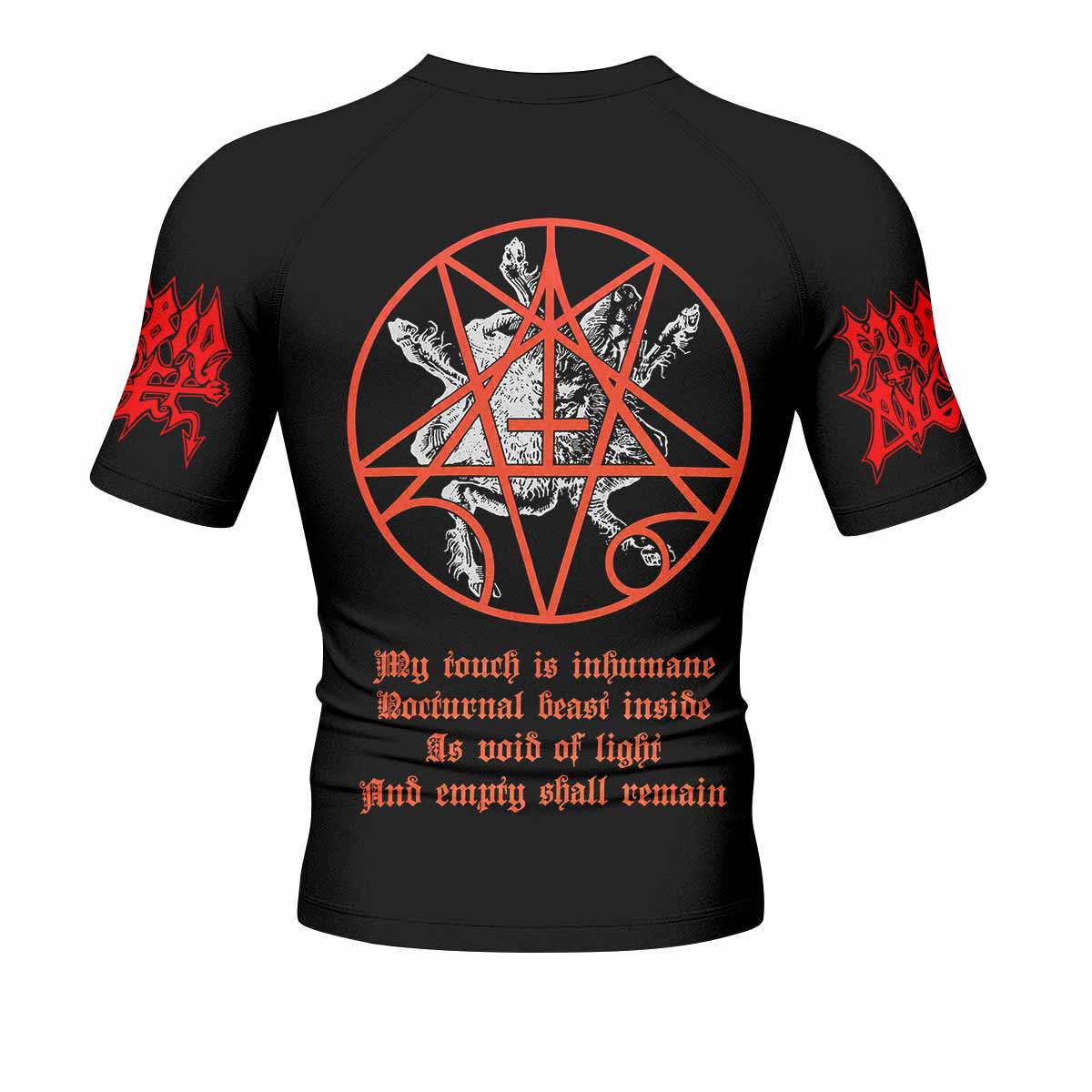 Morbid Angel Altars of Madness Men's Rash Guard Short Sleeve - back view mockup