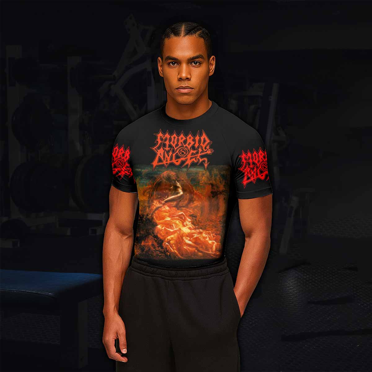 Morbid Angel Altars of Madness Men's Rash Guard Short Sleeve - lifestyle view