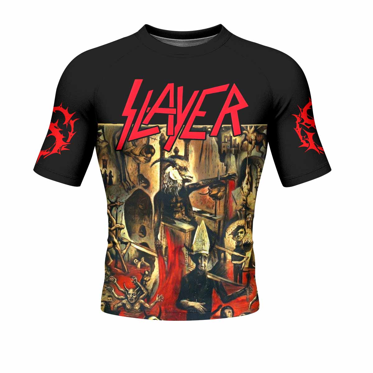 South of Heaven Slayer Men's Rash Guard Short Sleeve - front view mockup