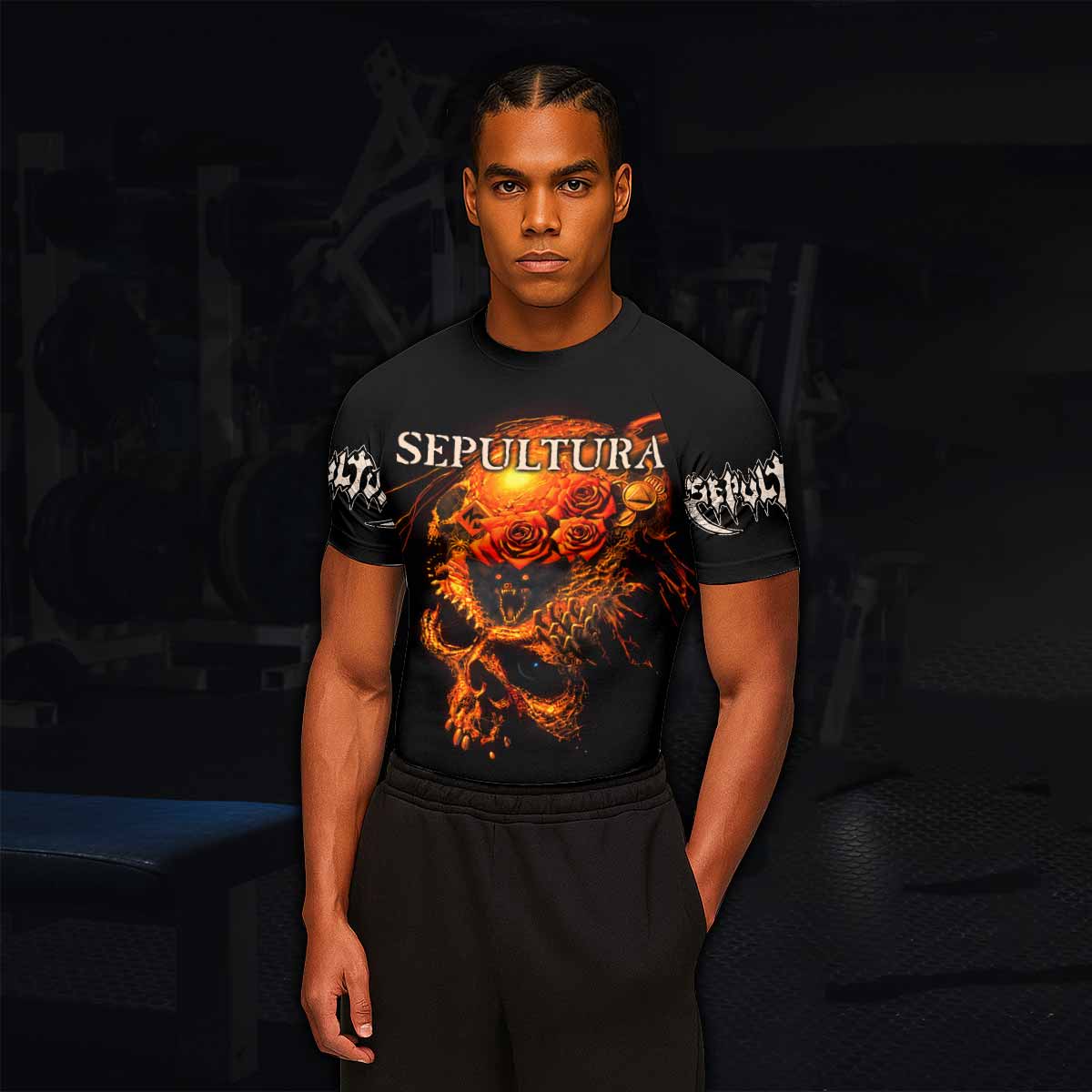Beneath the Remains Sepultura Men's Rash Guard Short Sleeve - lifestyle view