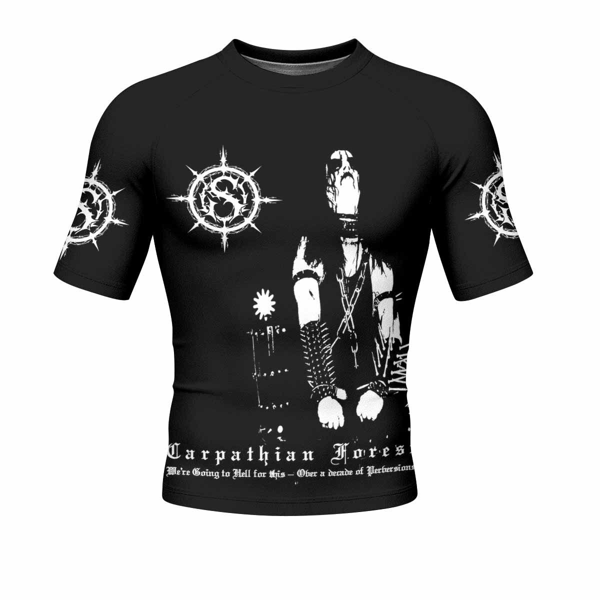 Carpathian Forest We're Going to Hell for This Men's Rash Guard Short Sleeve - front view mockup