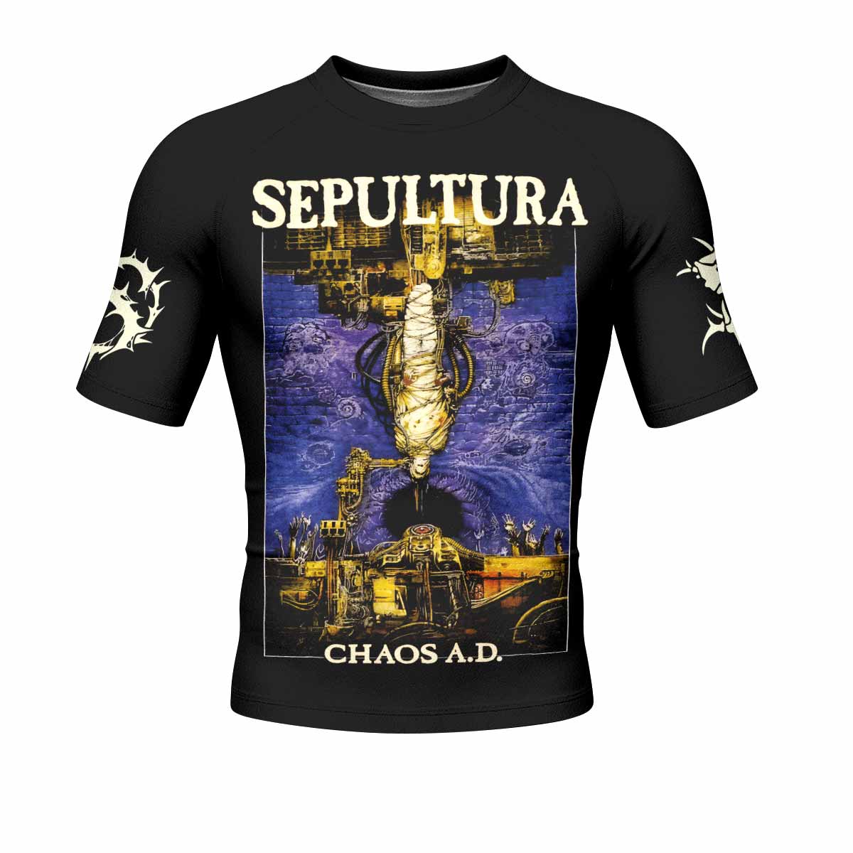 Chaos A.D. Sepultura Men's Rash Guard Short Sleeve - front view mockup