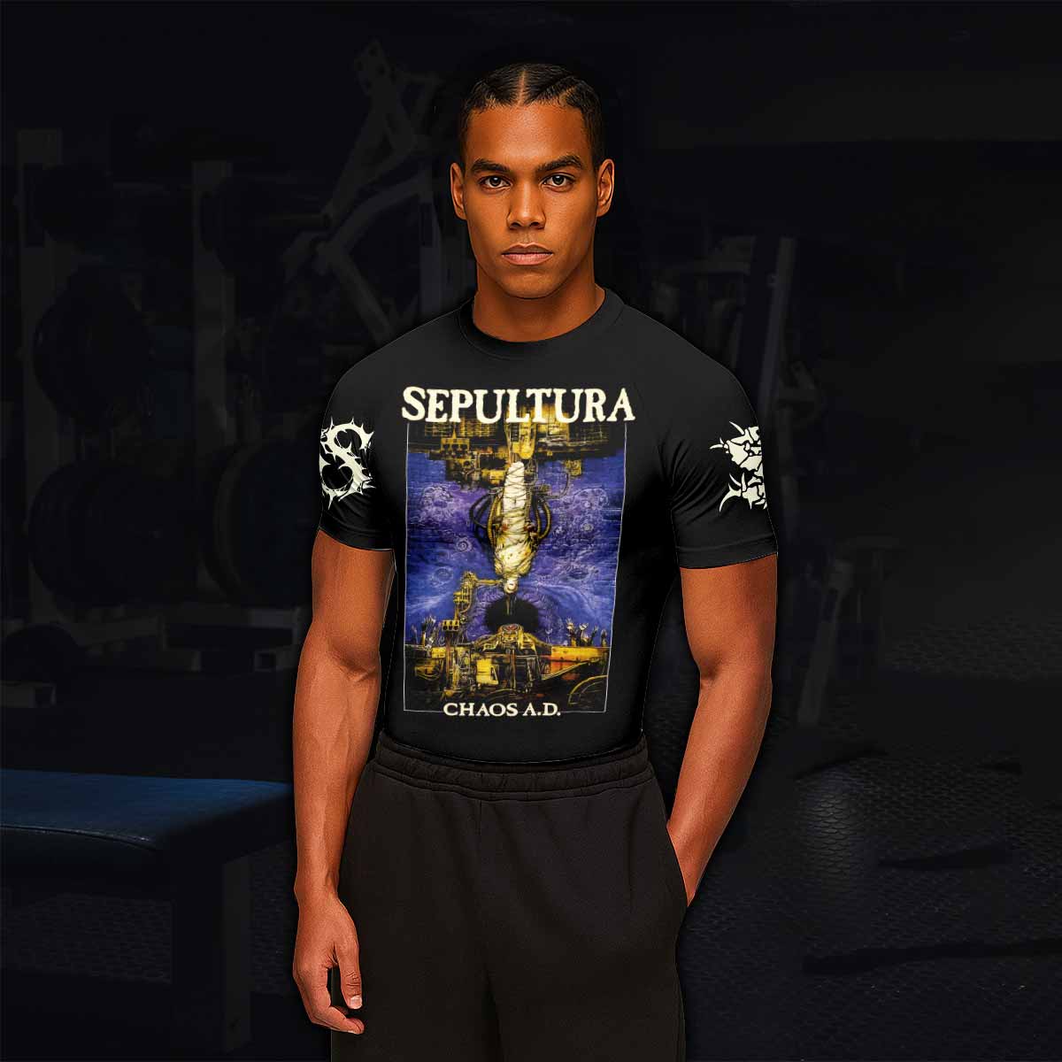 Chaos A.D. Sepultura Men's Rash Guard Short Sleeve - lifestyle view
