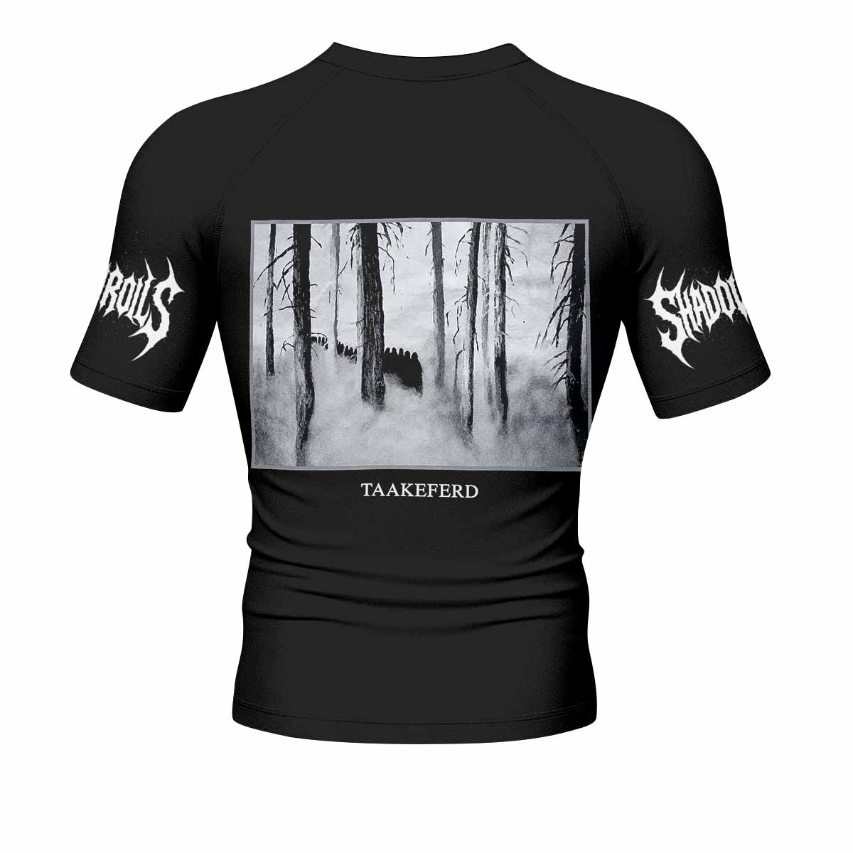 Darkthrone Under a Funeral Moon Men's Rash Guard Short Sleeve - back view mockup