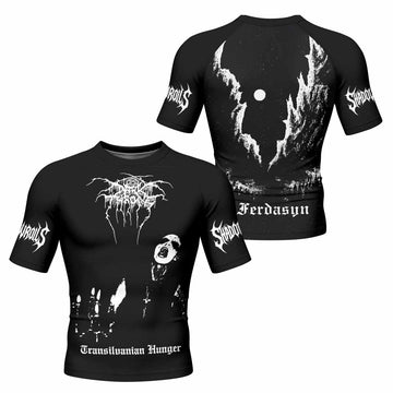 Darkthrone Transilvanian Hunger Men's Rash Guard Short Sleeve - front and back view