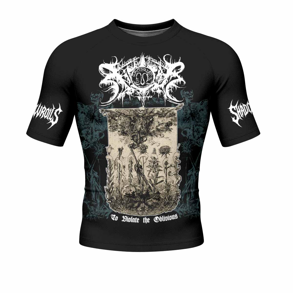 Xasthur To Violate the Oblivious Men's Rash Guard Short Sleeve - front view mockup