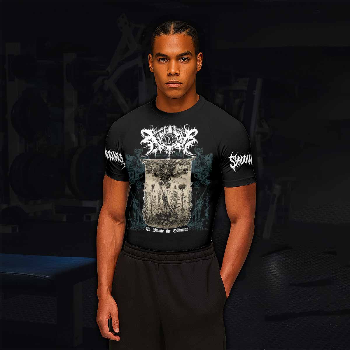 Xasthur To Violate the Oblivious Men's Rash Guard Short Sleeve - lifestyle view