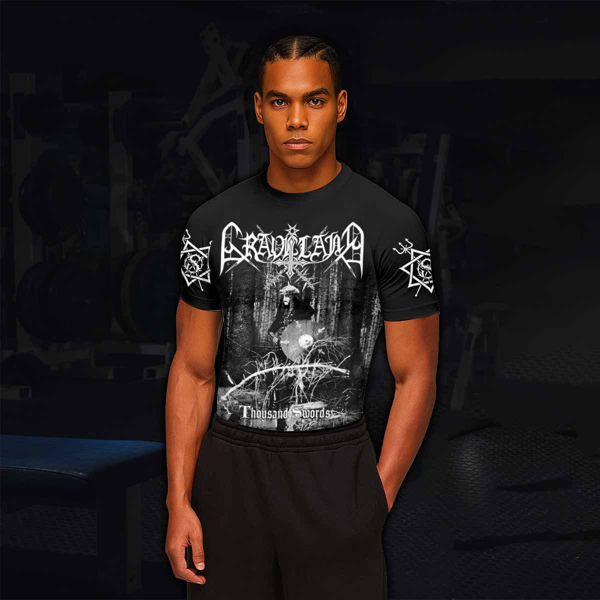 Graveland Thousand Swords Men's Rash Guard Short Sleeve - lifestyle view