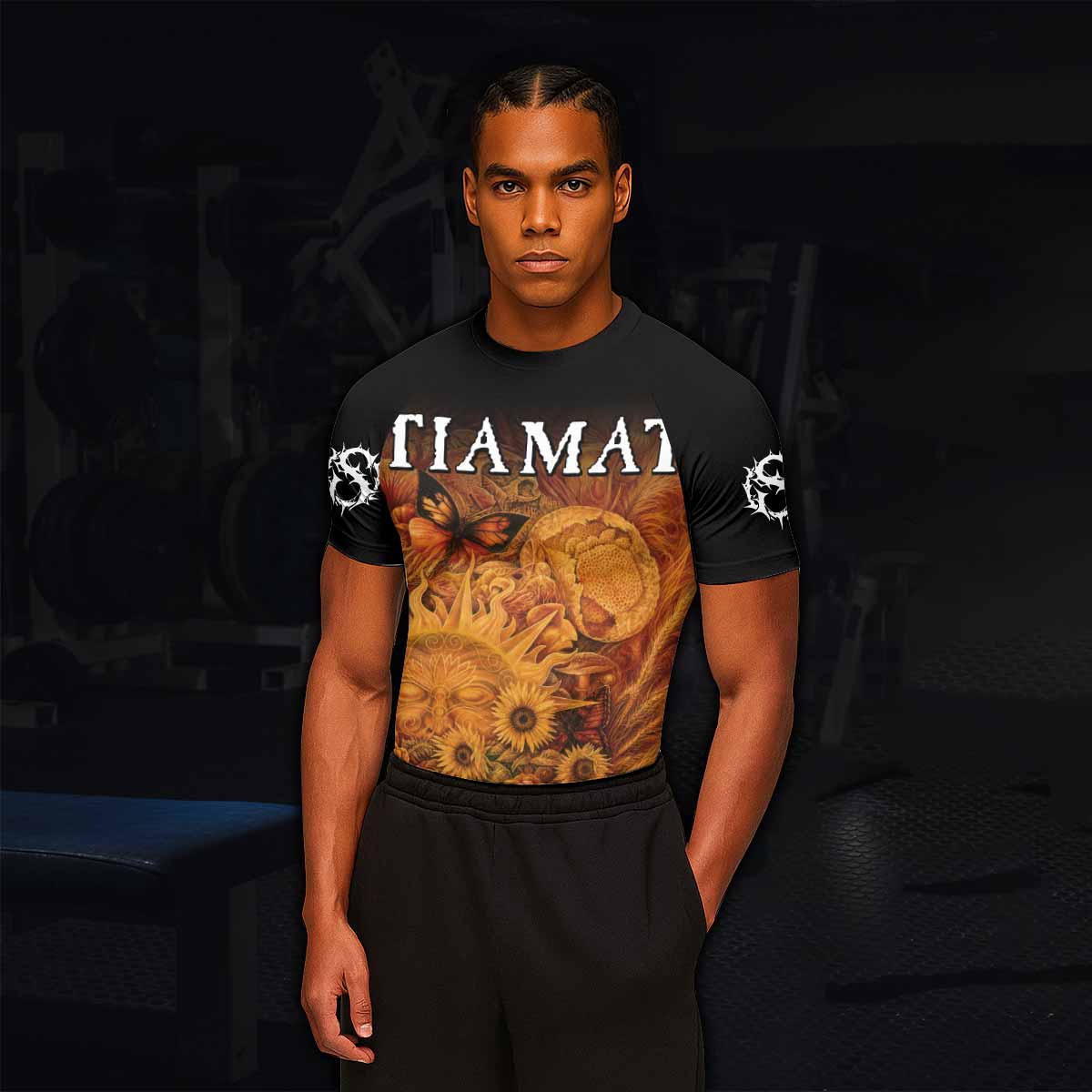 Tiamat Spiritual Sun Men's Rash Guard Short Sleeve - lifestyle view