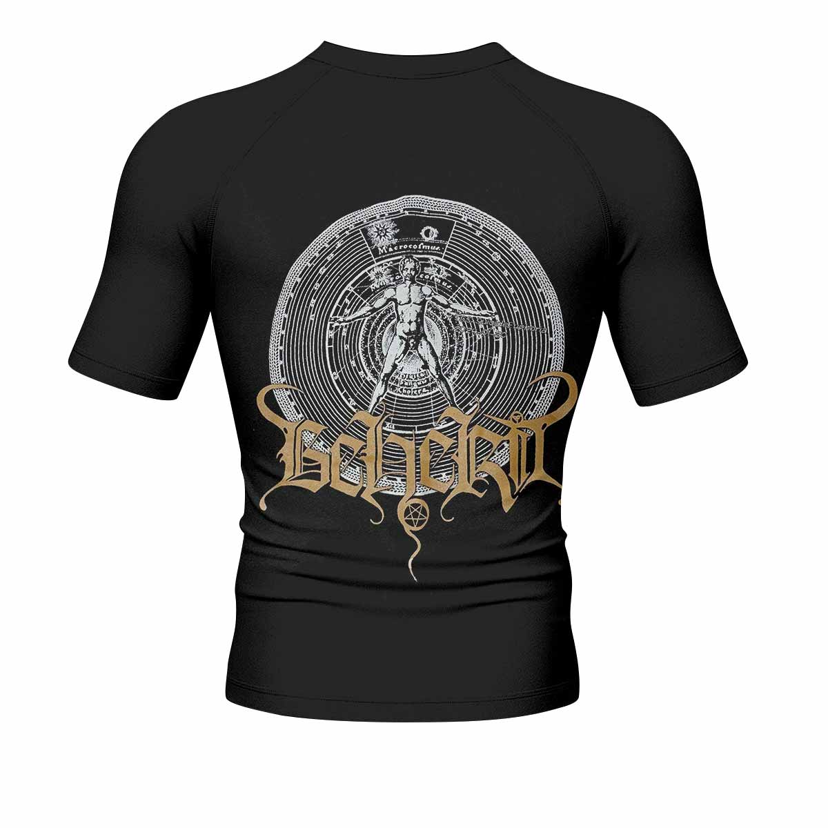 Beherit Drawing Down the Moon Men's Rash Guard Short Sleeve - back view mockup