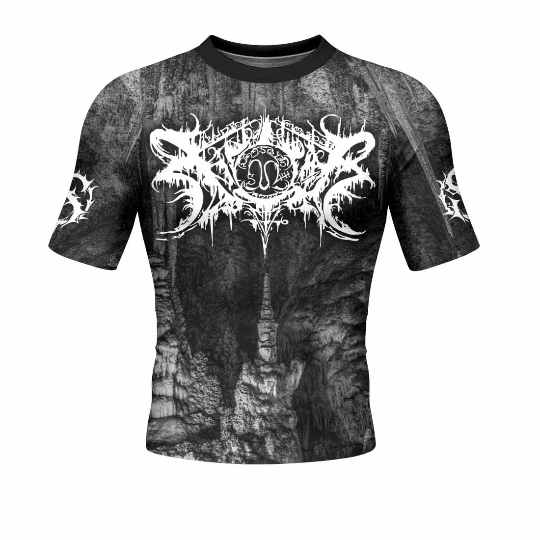 Xasthur Nocturnal Poisoning Men's Rash Guard Short Sleeve - front and back view