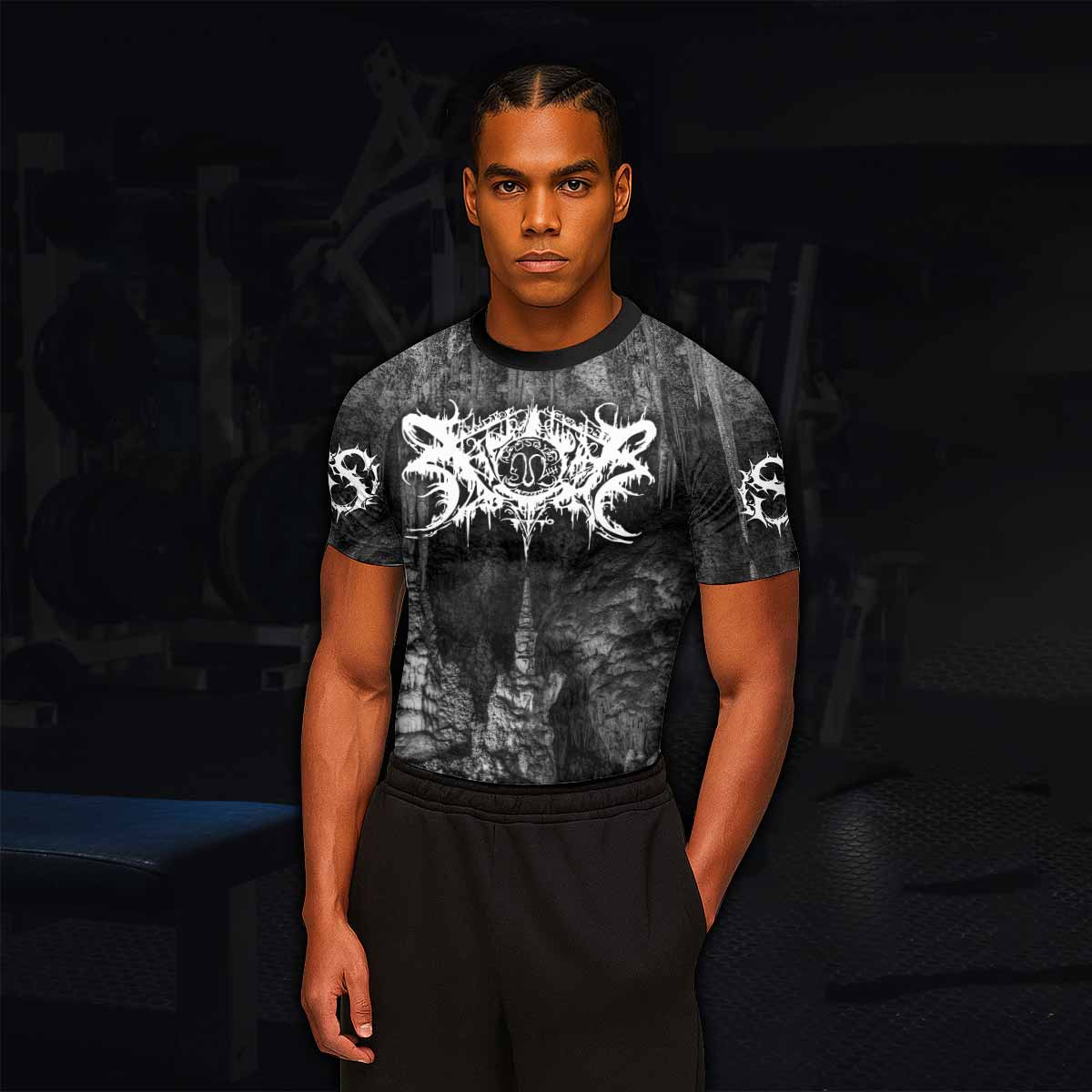 Xasthur Nocturnal Poisoning Men's Rash Guard Short Sleeve - lifestyle view