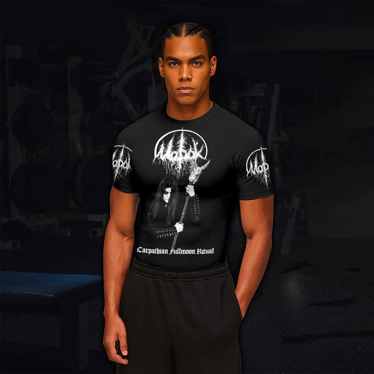 Morok Carpathian Fullmoon Ritual Men's Rash Guard Short Sleeve - lifestyle view