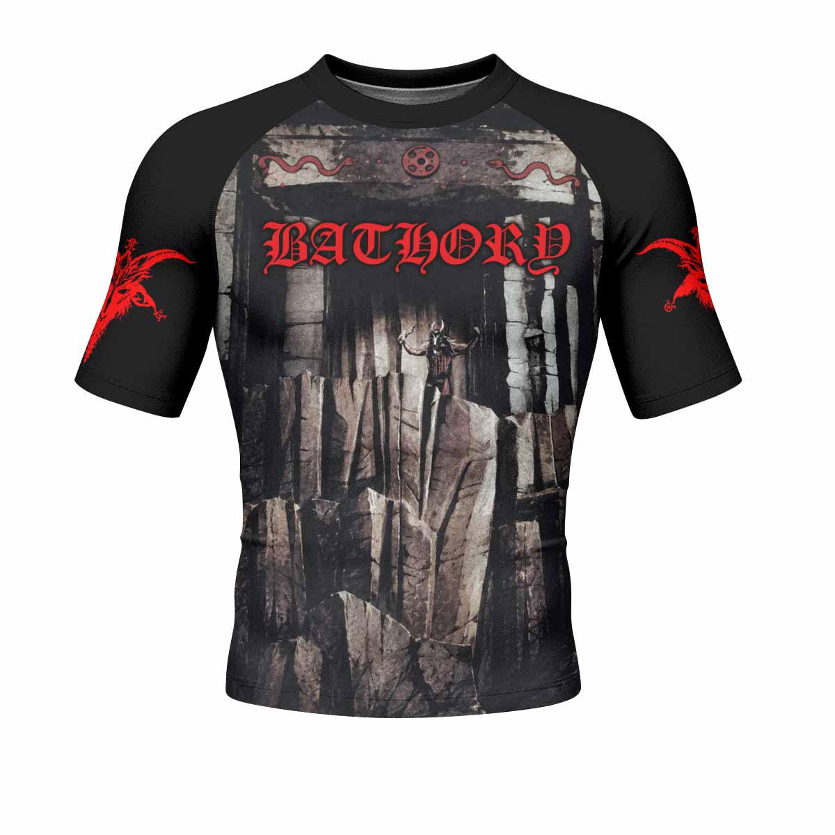 Bathory Under the Sign of the Black Mark Men's Rash Guard Short Sleeve - front view mockup