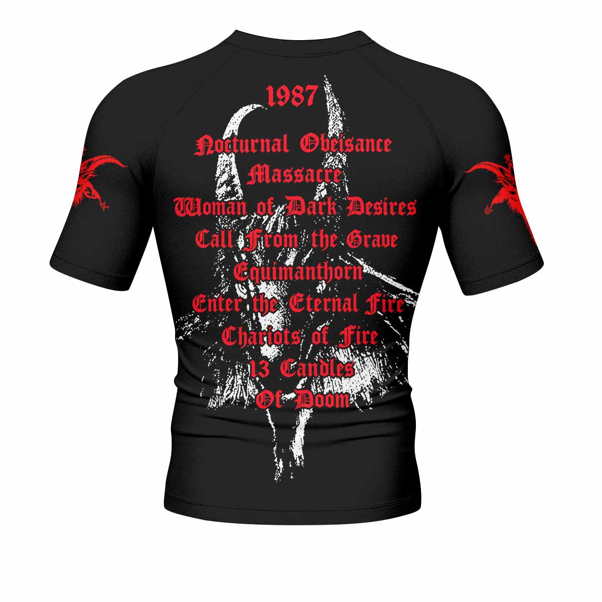Bathory Under the Sign of the Black Mark Men's Rash Guard Short Sleeve - back view mockup