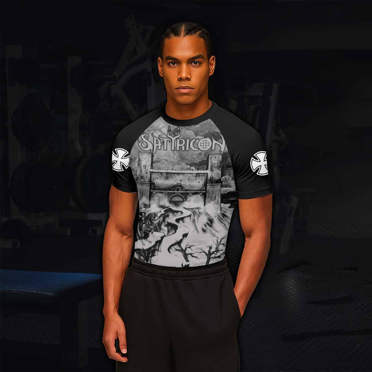 Satyricon Dark Medieval Times Men's Rash Guard Short Sleeve - lifestyle view