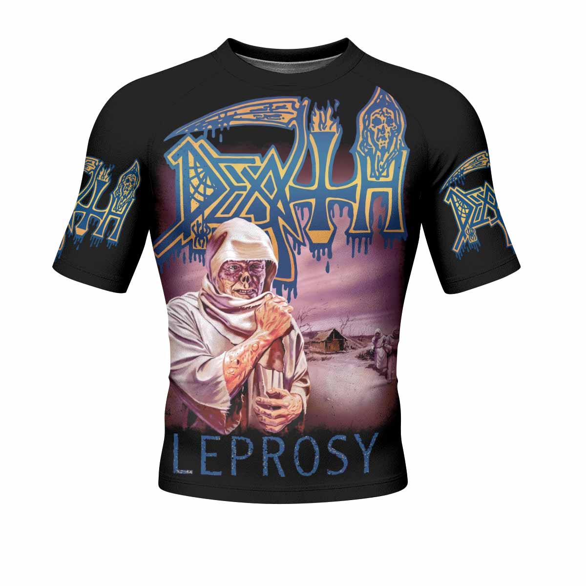 Death Leprosy Men's Rash Guard Short Sleeve - front view mockup