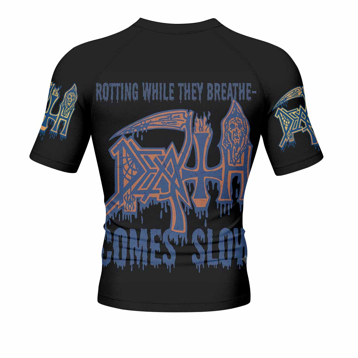 Death Leprosy Men's Rash Guard Short Sleeve - back view mockup