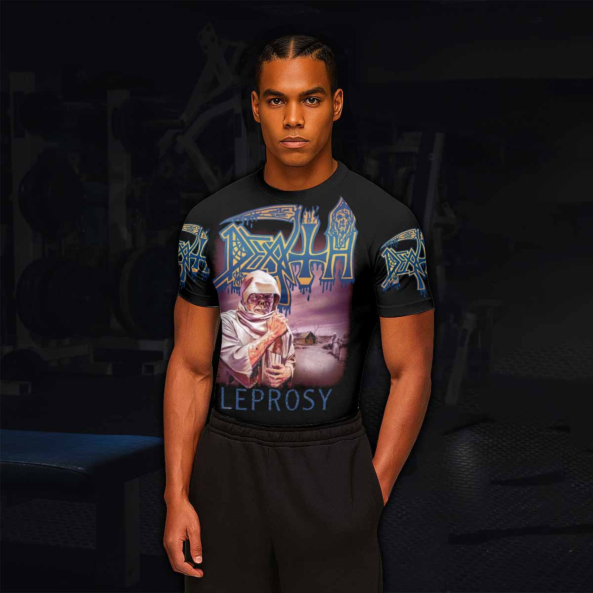 Death Leprosy Men's Rash Guard Short Sleeve - lifestyle view