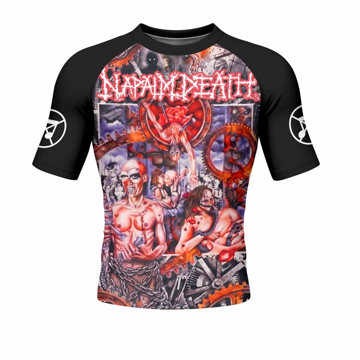 Napalm Death Utopia Banished Men's Rash Guard Short Sleeve - front view mockup