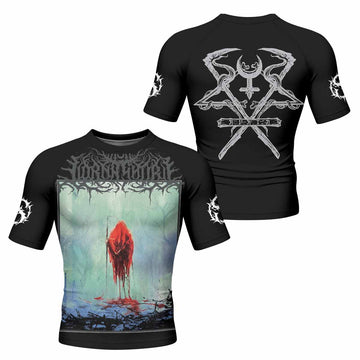 Lorna Shore And I Return To Nothingness Men's Rash Guard Short Sleeve - front and back view