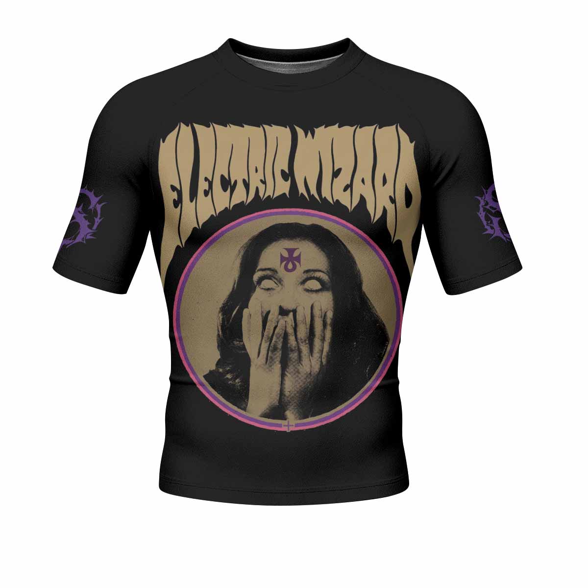 Electric Wizard Let Us Prey Men's Rash Guard Short Sleeve - front view mockup