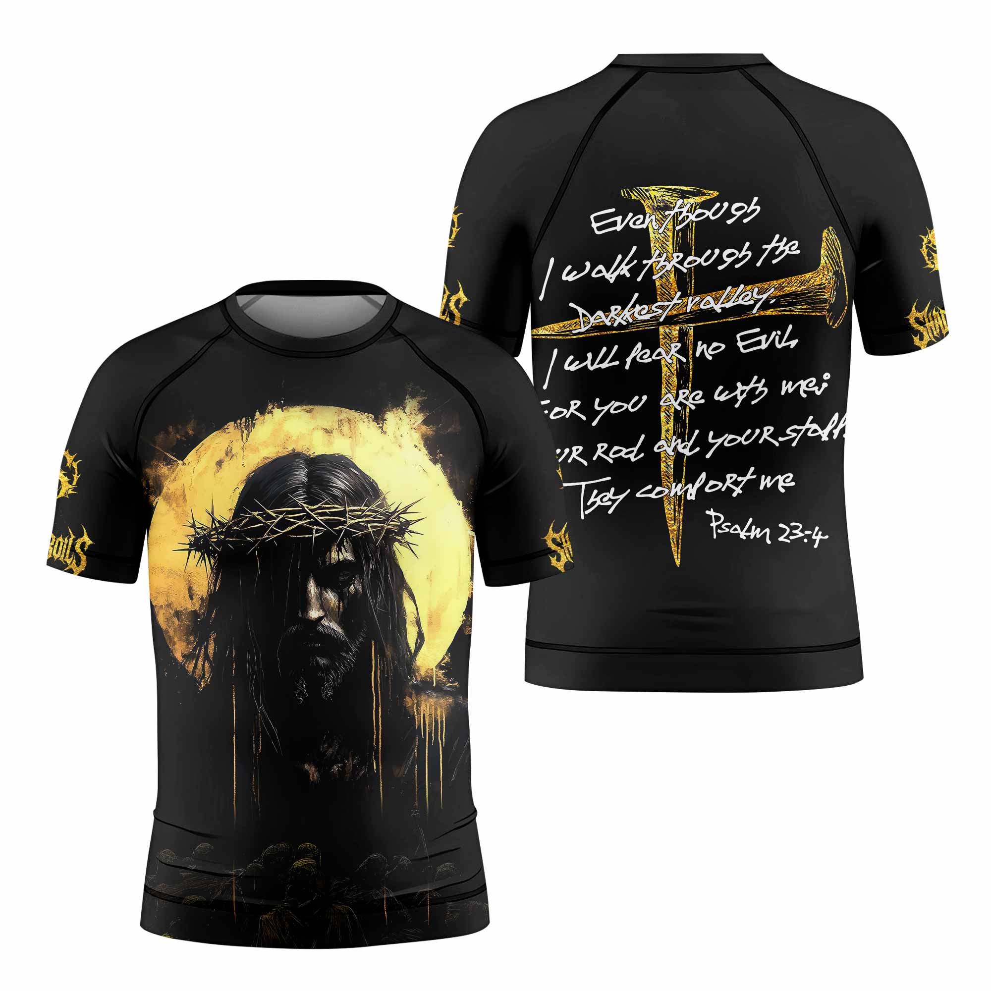 Psalm 23:4 No Evil Shall I Fear Kids Rash Guard