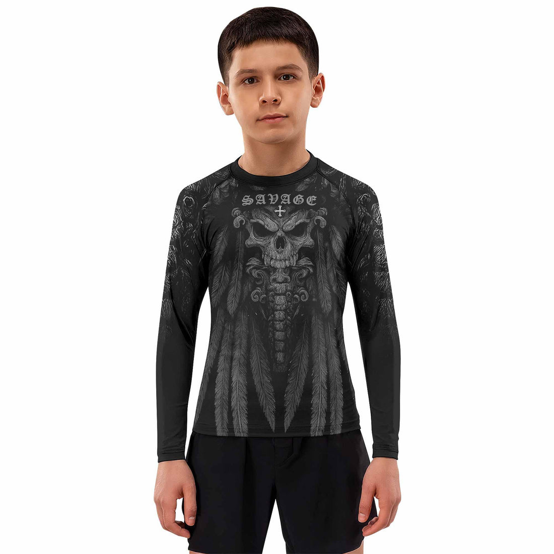 Savage Winged Skull Kids Rash Guard