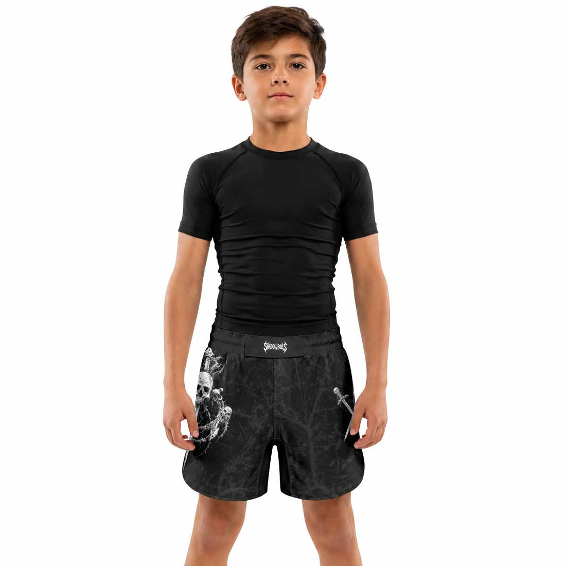 Throne Pierced Kids Grappling Shorts - lifestyle
