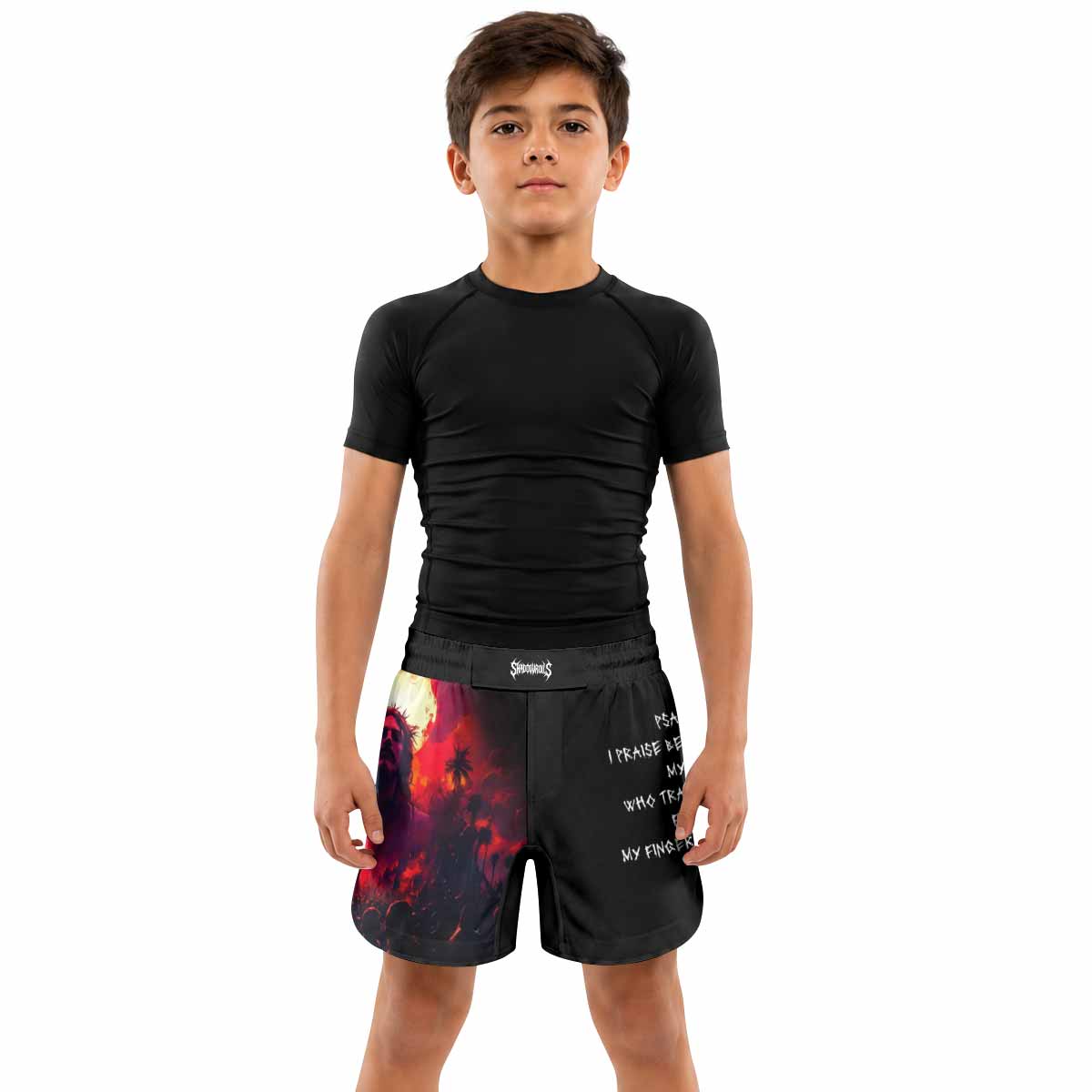 Red Redemption Kids Grappling Shorts - lifestyle