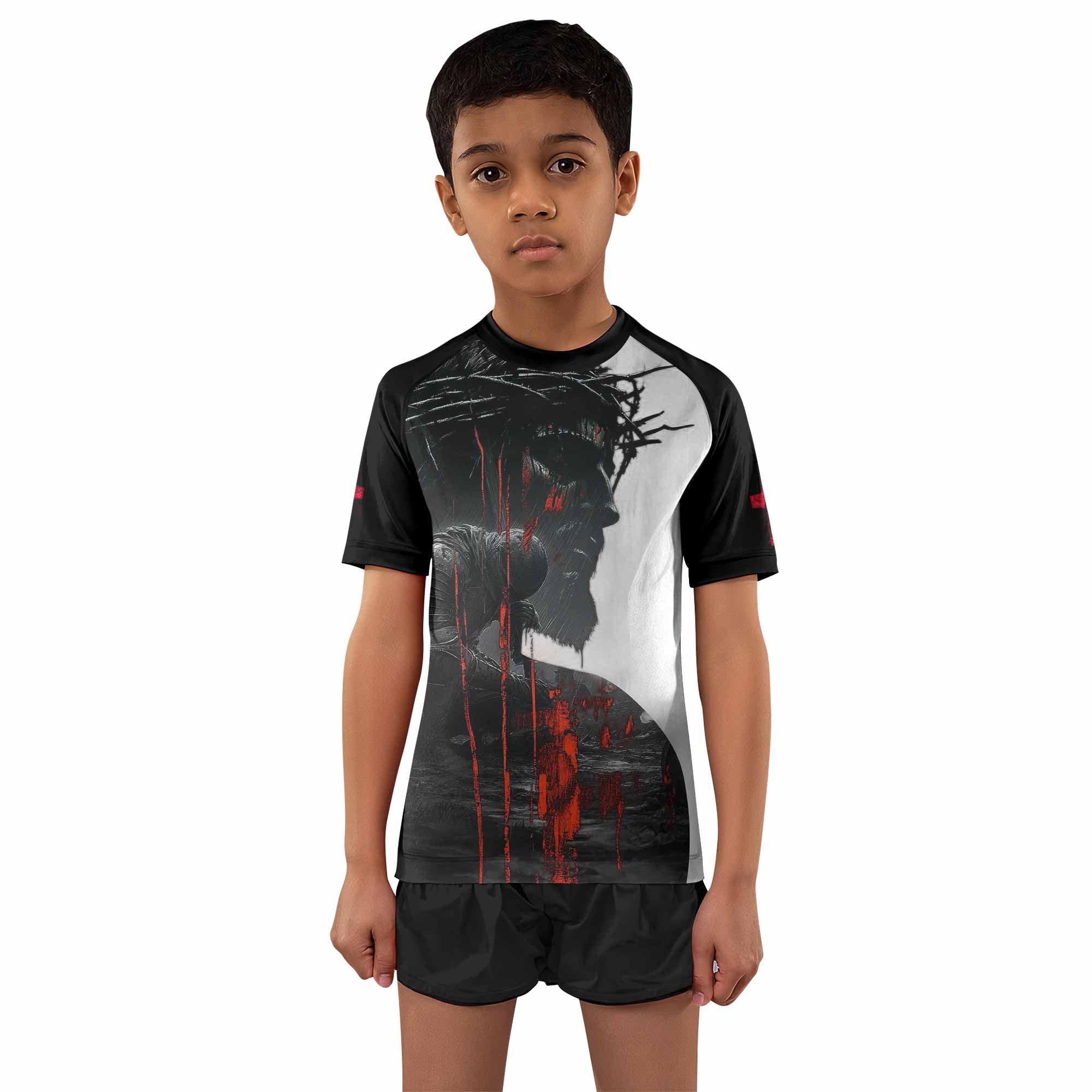 Red Redemption Kids Rash Guard