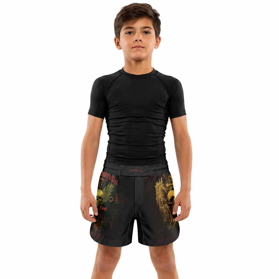 Burning Cross Rebellion Kids Grappling Shorts - lifestyle