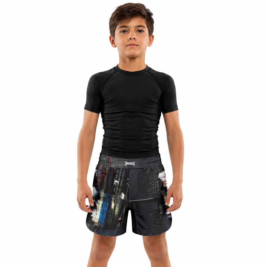 Digital Fear Protocol Kids Grappling Shorts - lifestyle