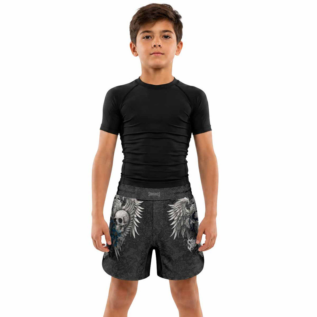 Twin Skulls Covenant Kids Grappling Shorts - lifestyle