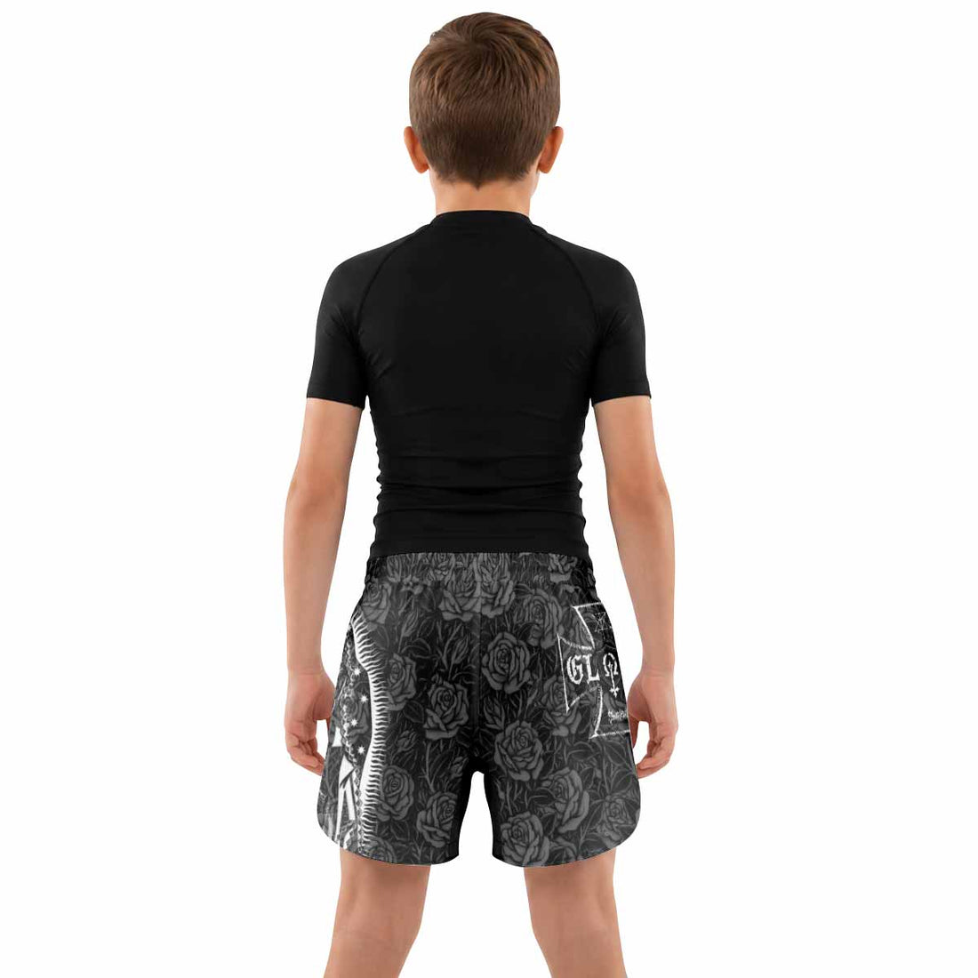 Black Rose Madonna Kids Grappling Shorts - lifestyle