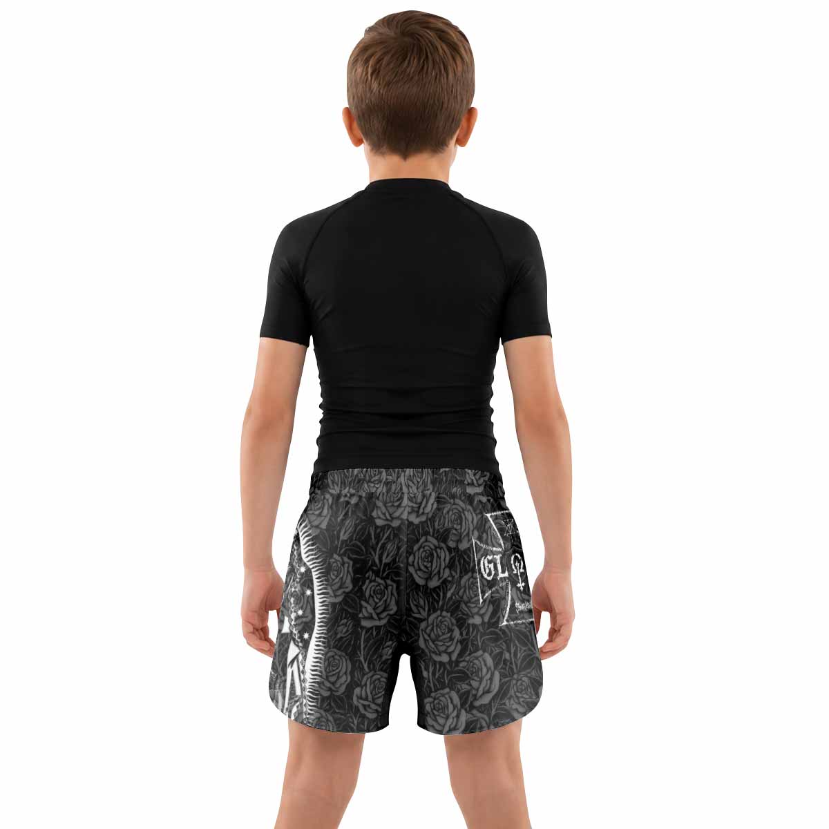 Black Rose Madonna Kids Grappling Shorts - lifestyle
