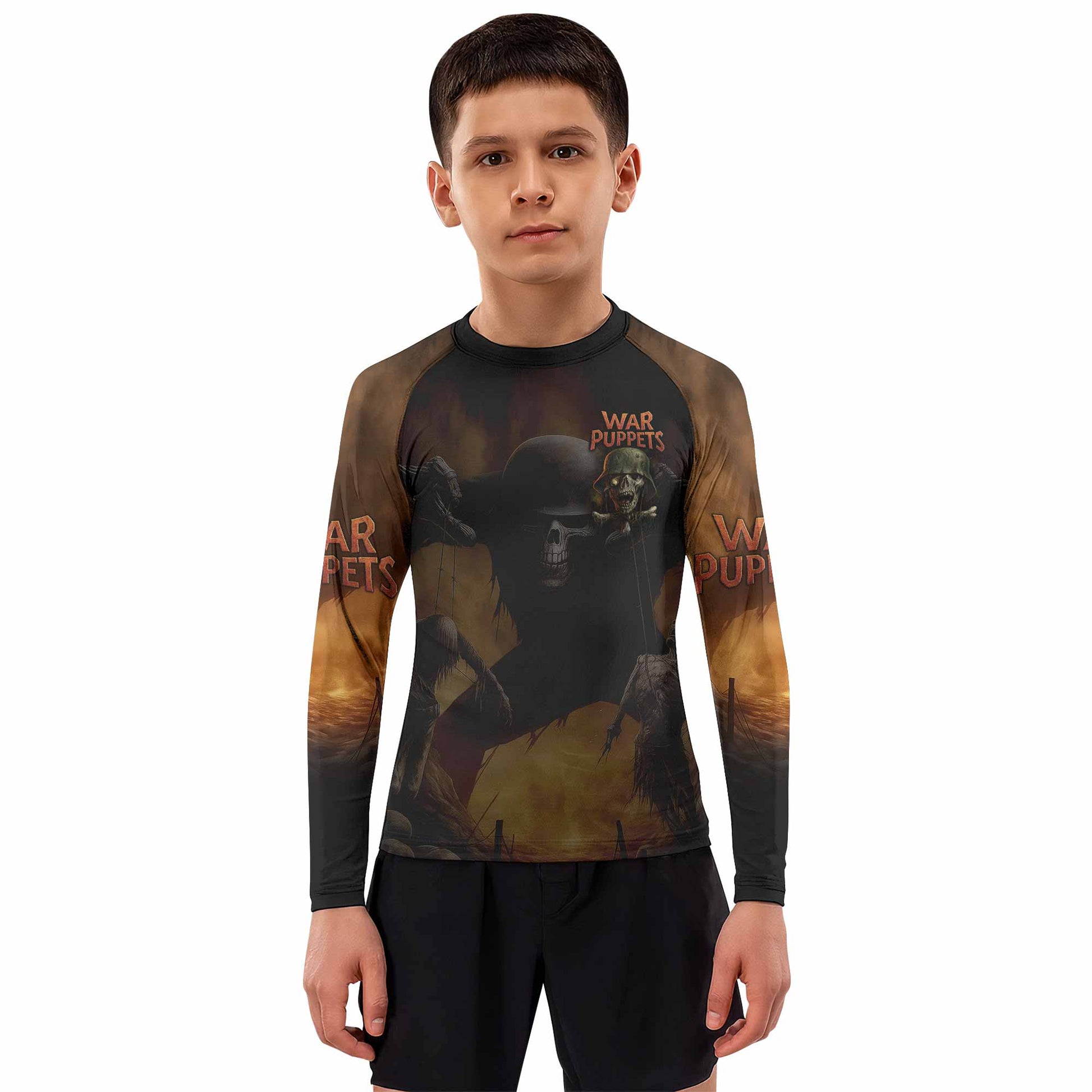 War Puppets Kids Rash Guard