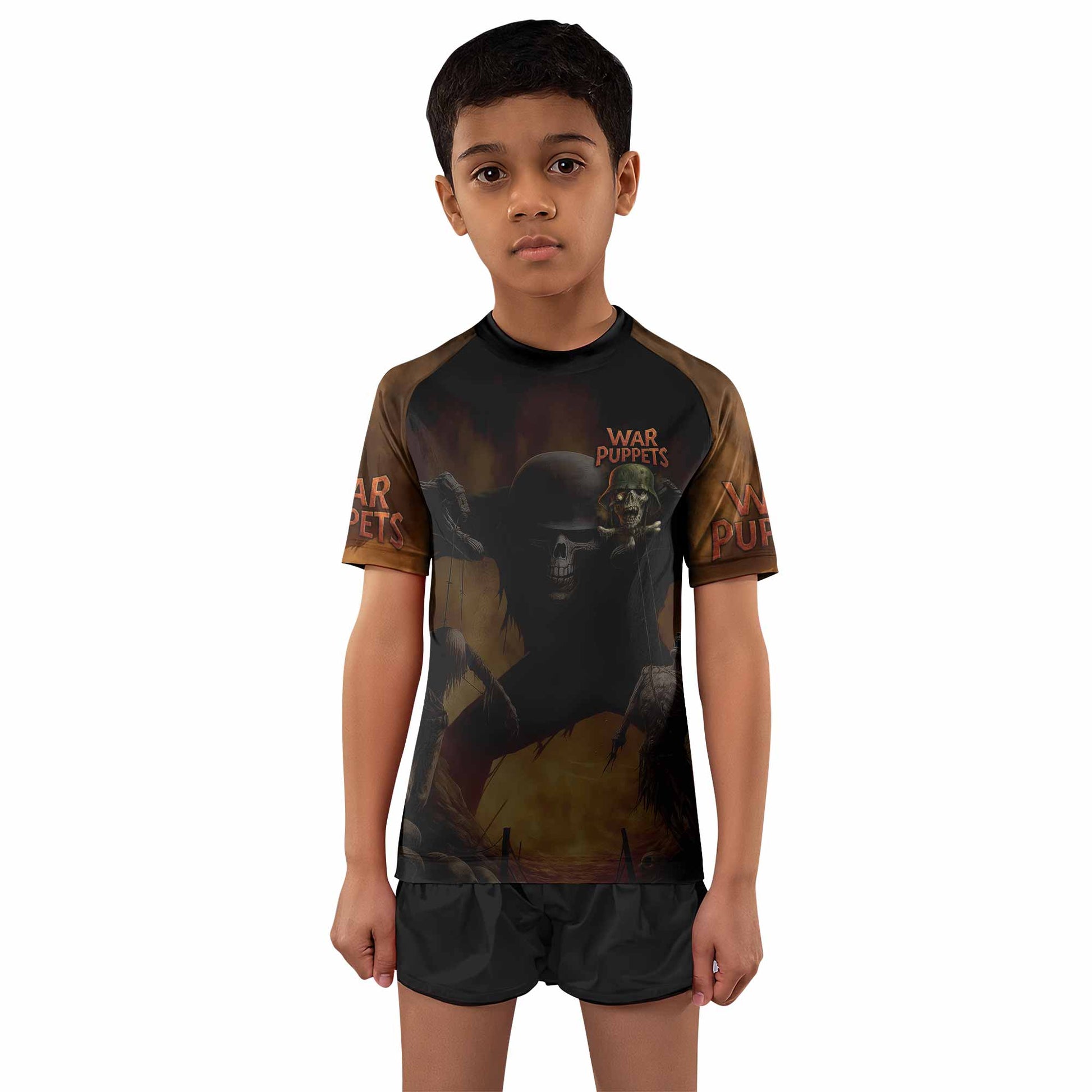 War Puppets Kids Rash Guard