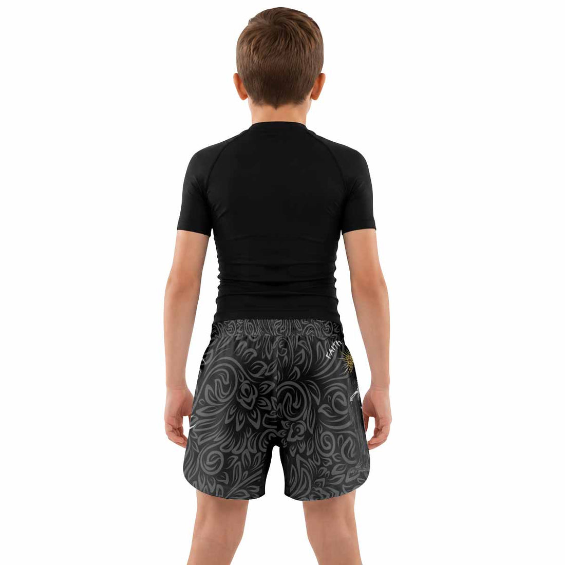 Faith Over Fear Dark Halo Kids Grappling Shorts - lifestyle