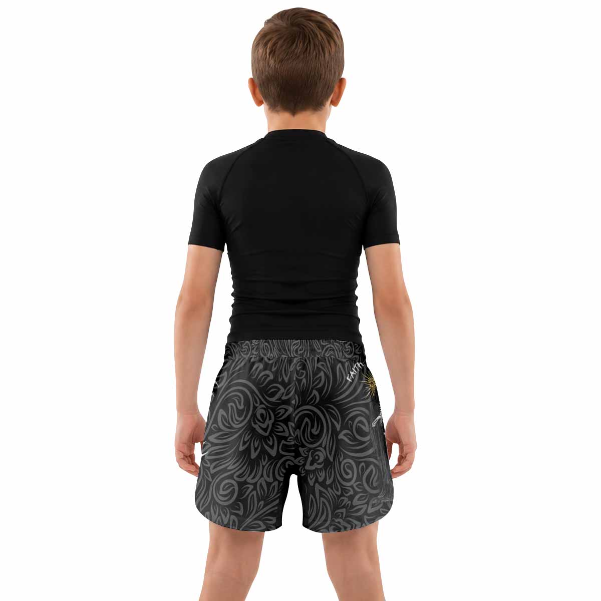 Faith Over Fear Dark Halo Kids Grappling Shorts - lifestyle