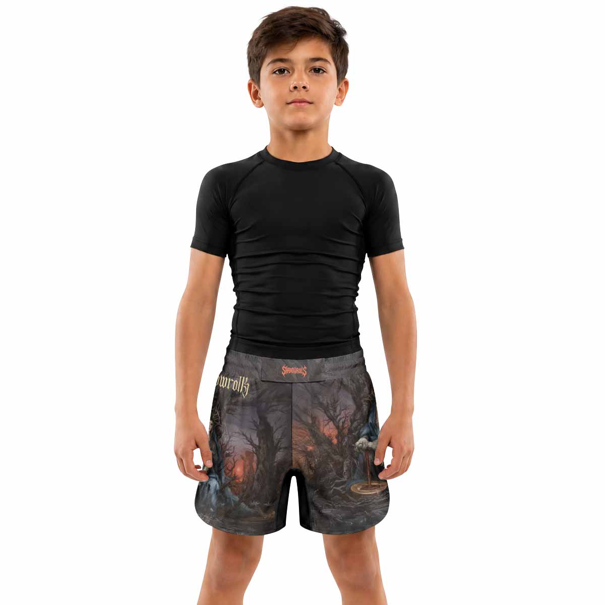 Shadow Throne Kids Grappling Shorts - lifestyle