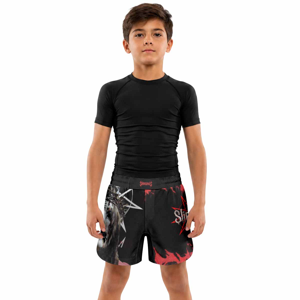Slipknot Masked Chaos Kids Grappling Shorts - lifestyle