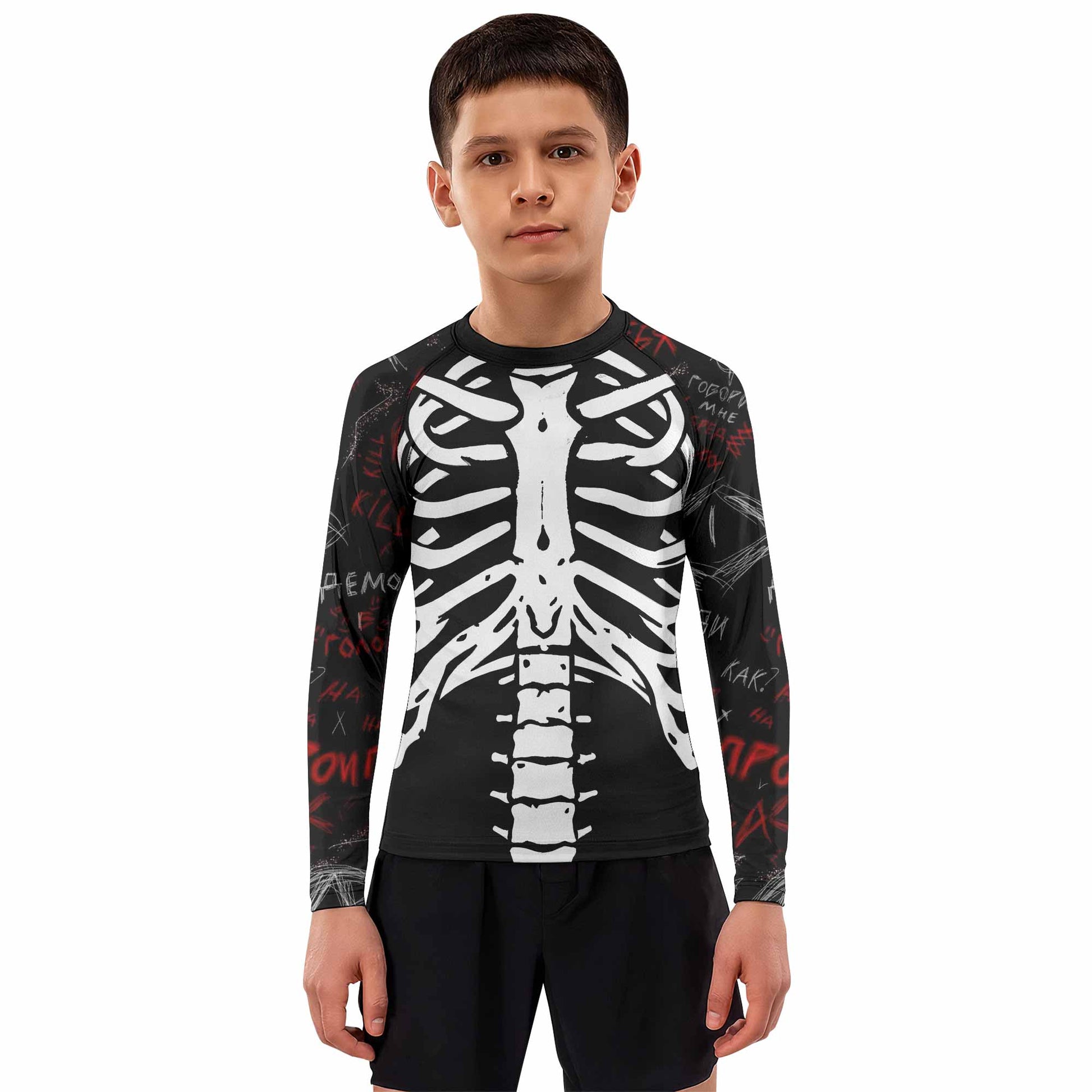 Skeleton Graffiti Kids Rash Guard