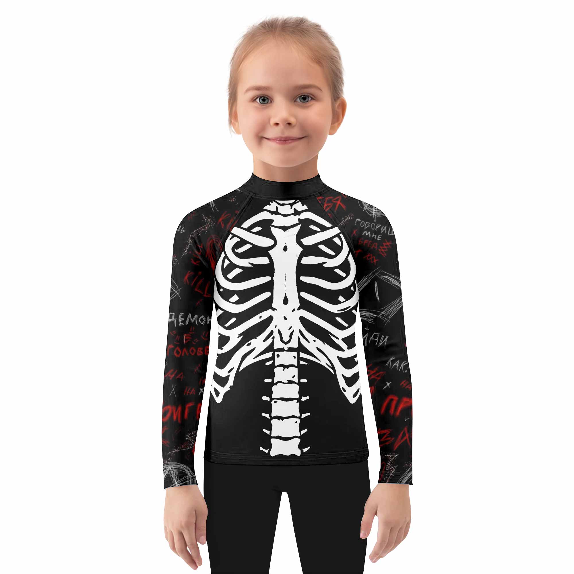 Skeleton Graffiti Kids Rash Guard