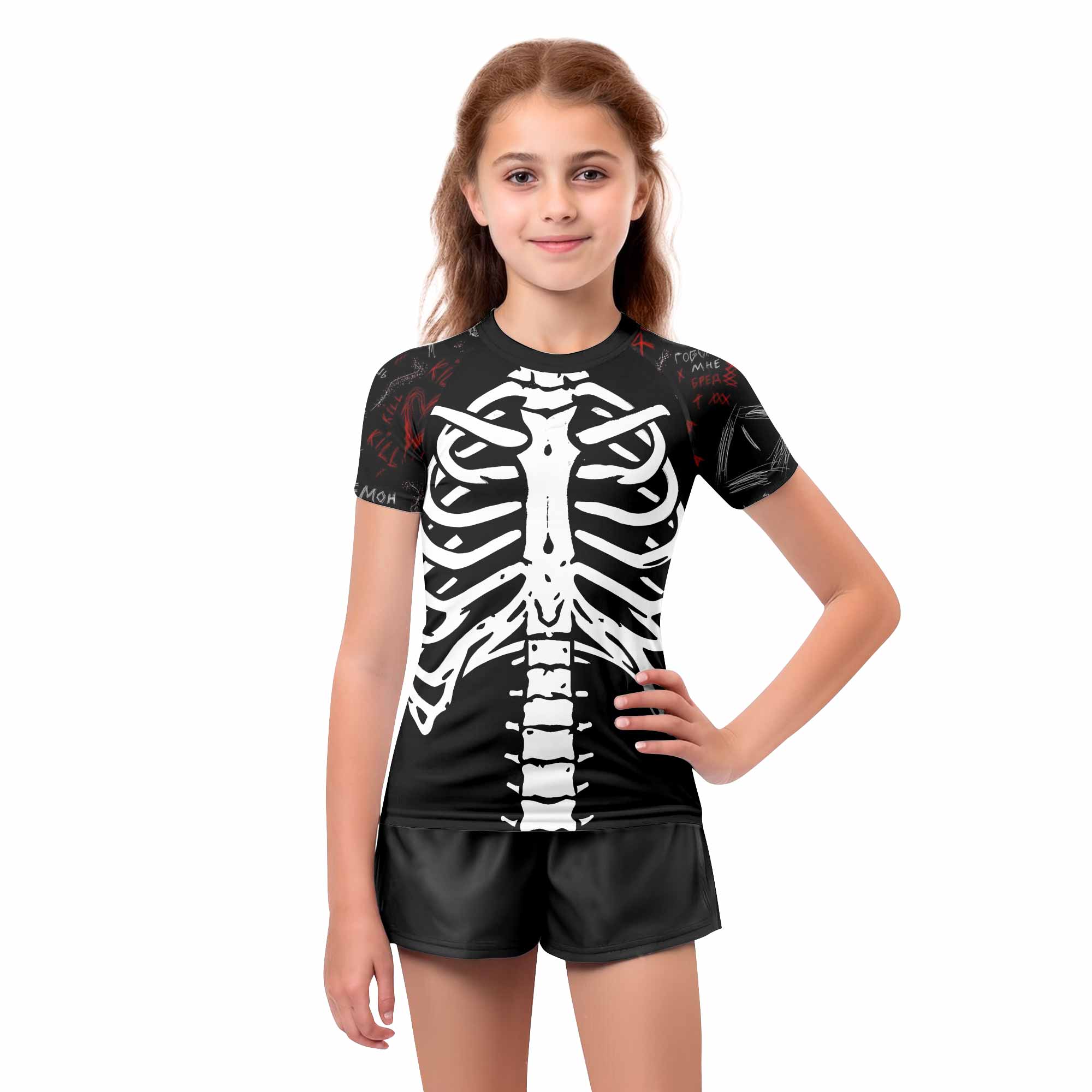 Skeleton Graffiti Kids Rash Guard